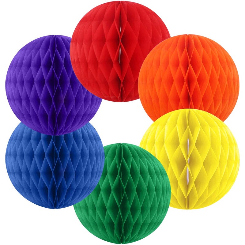 Binpeng Paper Honeycomb for Decorations Rainbow Honeycomb Tissue Balls for Party Decoration Set of 6 Paper Honeycomb Tissue Balls for Party Decoratio (Rainbow Honeycomb 6pcs 8 Inch) - Image 1